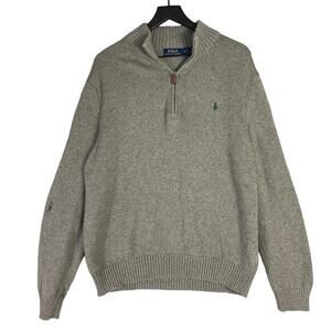 Polo Ralph Lauren Men's XL Gray Collared‎ Knit Sweater Pullover Hole In Sleeve